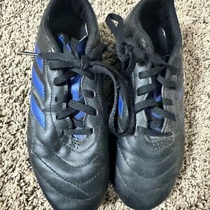 Adidas Kids Black and Blue Soccer Shoes